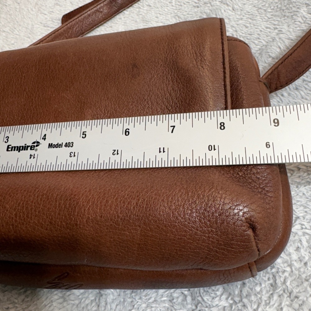 Stone Mountain Crossbody Bag Women's Brown Leather Double Flap With Zip Vintage - Picture 8 of 10